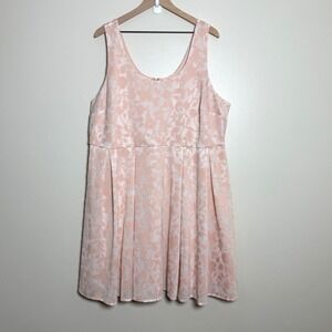 Torrid Womens Plus Fit & Flare Dress 22 Pink White Floral Lace Wedding Spring